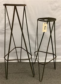 2 1930s Metal Plant Stands - 30" and 36"h 5 lbs