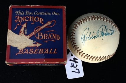 Autographed "Robin Roberts" "Curt Simmons" Baseball 4" diam - 1/2 lb