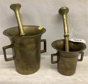 2 ca. 1900 Bronze Mortar and Pestle 8 lbs