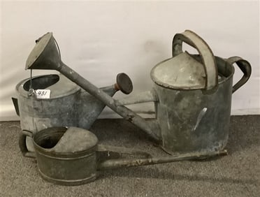 3 Galvanized Vintage Watering Cans approx 15 lbs