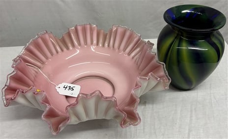 2 Vintage Art Glass pc - 14" round
