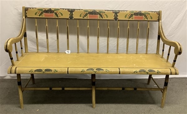 60" Paint Decorated PA Windsor Bench approx 60 lbs (1 of 3)