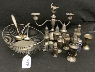 lot of Sterling silver, Basket in Silver Plate 3 lbs total