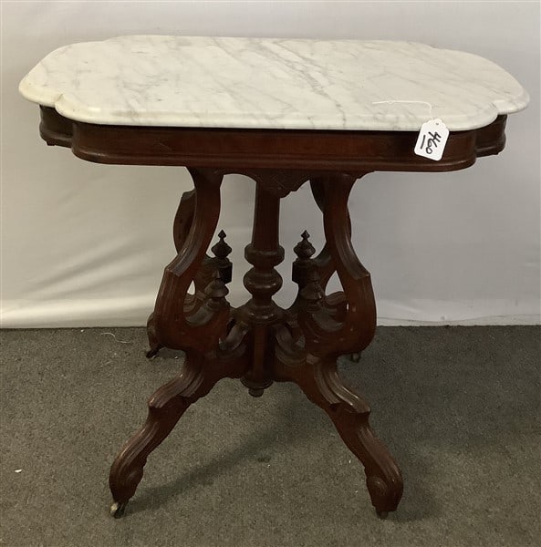 Victorian walnut Marble Top Table 20" x 31" x 30"h: Victorian walnut Marble Top Table 20" x 31" x 30"h