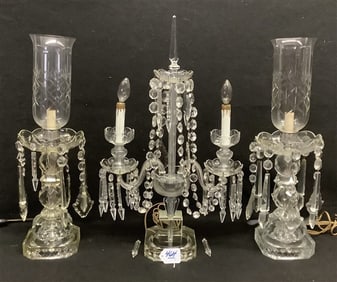 3 Crystal Lamps - Each approx 25"h 25 lbs