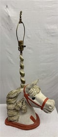 Carved Wooden Horse Head Lamp - 38"h 18 lbs