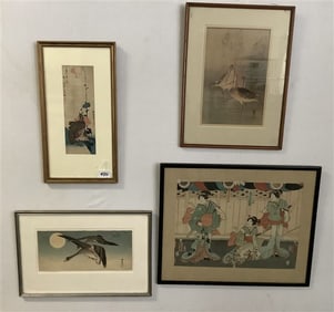 4 Vintage Prints/Woodblocks