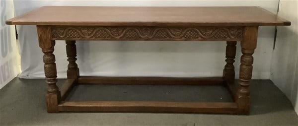 Carved Oak Antique Continental Table 82" x 30" x 31"h