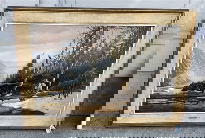 o/c Western Scene "Trail Break" Signed Mclean 32" x 44" - 10 lbs