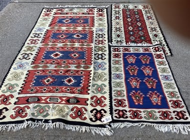 3 vintage Kilim Rugs - 3'3" x 6'6" 2'2" x 4'1" & 2'' x 3'