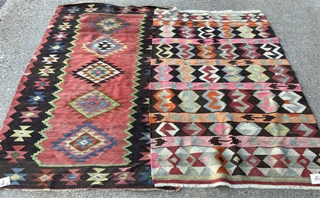 2 Vintage kilim Rugs - 3'2" x 5'6"