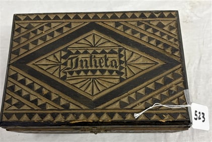 Carved Ladies Jewelry Box - 8.5" x 5.5" x 4"h 2 lbs