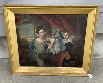 Folky Oil on Canvas - 19th Cent. Original Frame