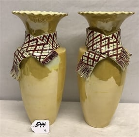 Pr. of 13.5" Italian Porcelain Vases 6 lbs