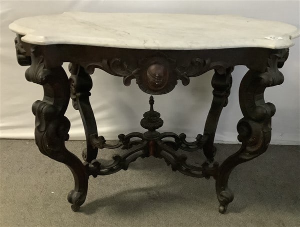 Turtle Top Victorian Walnut Parlor Table 28" x 43" x 30"h - 100 lbs (1 of 4)