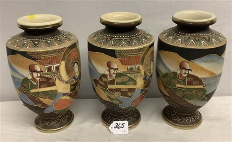 Three 13" Satsuma Vases - 10 lbs