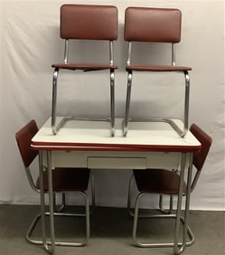 Whistle Clean 1930s Enamel Top Kitchen Table with 4 Chairs