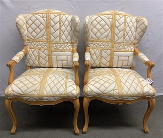 Pr. of French Style Upholstered Chairs 25"w x 20"d x 42"h - 50 lbs