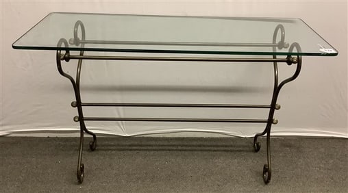 Stylish Contemporary Glass Top Console 18" x 48" x 25"h - 56 lbs