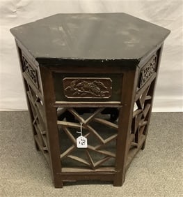 Antique Hexagonal Oriental Table 22" diam x 23"h - 25 lbs