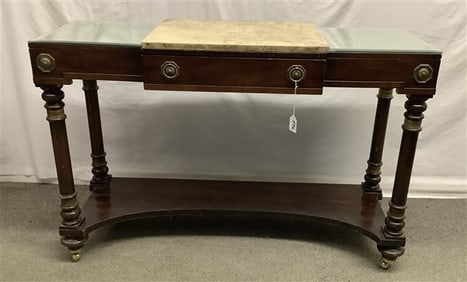 ca. 1940's Marble and Mirror Top Console 16" x 48" x 32"h