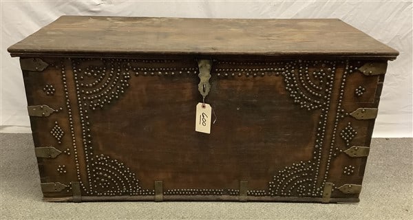 Large Antique Box with Brass Tacking 21" x 44" x 21"h - 75 lbs (1 of 4)