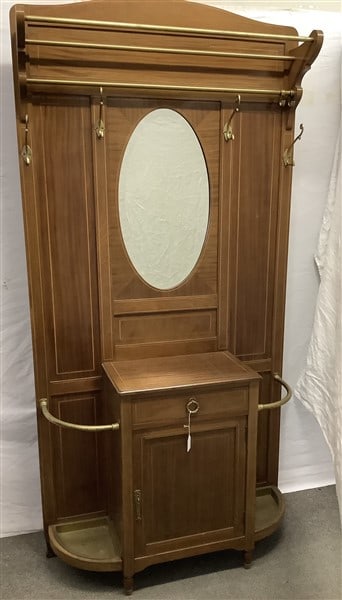 Inlaid Mahogany Hall Rack - 40"w x 81"h approx 100 lbs (1 of 4)