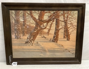 Framed Watercolor Signed 25" x 32" - 12 lbs