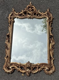 Pretty Contemporary Carved Mirror with Fine Art Frame - Mirror 24" x 38" & Frame 14" x 18"