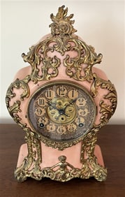 14" Bronze Mounted Metal Clock Aroeber N.Y. - 10 lbs