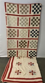 2 Antique American Hand Made Quilts 62" x 82" - approx 3 lbs