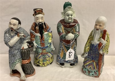 4 Hand Painted Porcelain Figures 9" - 11"h - 4 lbs
