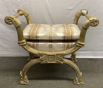 27" Paint Decorated Contemporary Upholstered Bench - 25 lbs