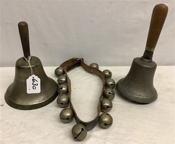 2 School Bells and Strap of Sleigh Bells
