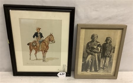 Remington Print and Navajo Photograph 15" x 17" and 10" x 14" - 2 lbs