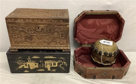 4 Pc. Lot of Carved Lacquered Boxes