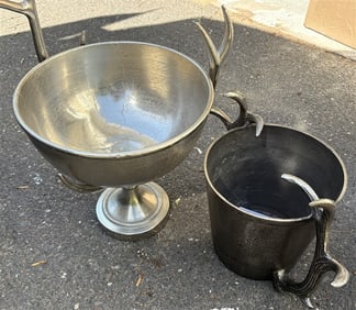 2 "Antlered" Metal Buckets - 11" and 18"h Approx 12 lbs