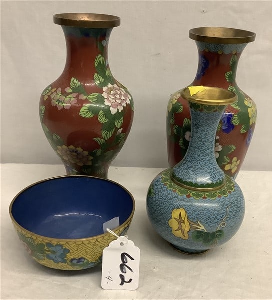 4 Pcs of Cloisonne' - approx 2.5 lbs (1 of 2)