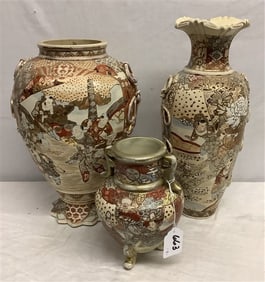 14" Satsuma Jar, 16" Satsuma Vase and 8" Satsuma Pot - 13 lbs