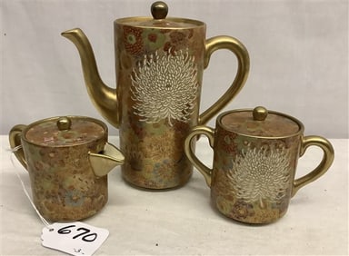 3 Pc Hand painted Tea Set
