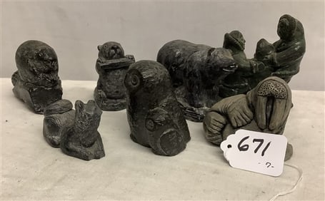 7 Small North American Carvings 2" - 4.5"h - 3 lbs