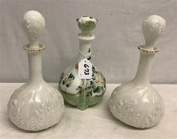 3 Antique 10" Glass Bottles 3 lbs
