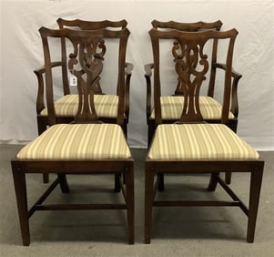 4 Oak Chippendale Chairs 21"w x 17"d x 37"h - 30 lbs total