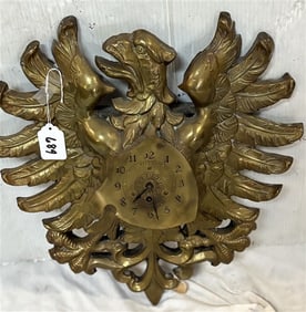 Brass Eagle Shaped Wall Clock - 20" x 17"