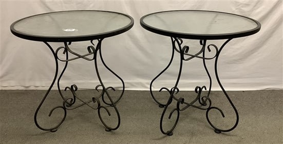 2 Round Glass Patio Tables - 28" x 29"h 60 lbs total