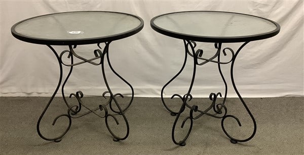 2 Round Glass Patio Tables - 28" x 29"h 60 lbs total (1 of 3)