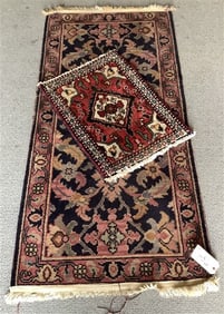 2 Vintage Scatter Rugs 2'2" x 4'6" and 16" x 21" 5 lbs