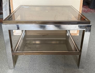 Chrome and Brass End Table