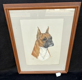 Framed Pastel of Bulldog