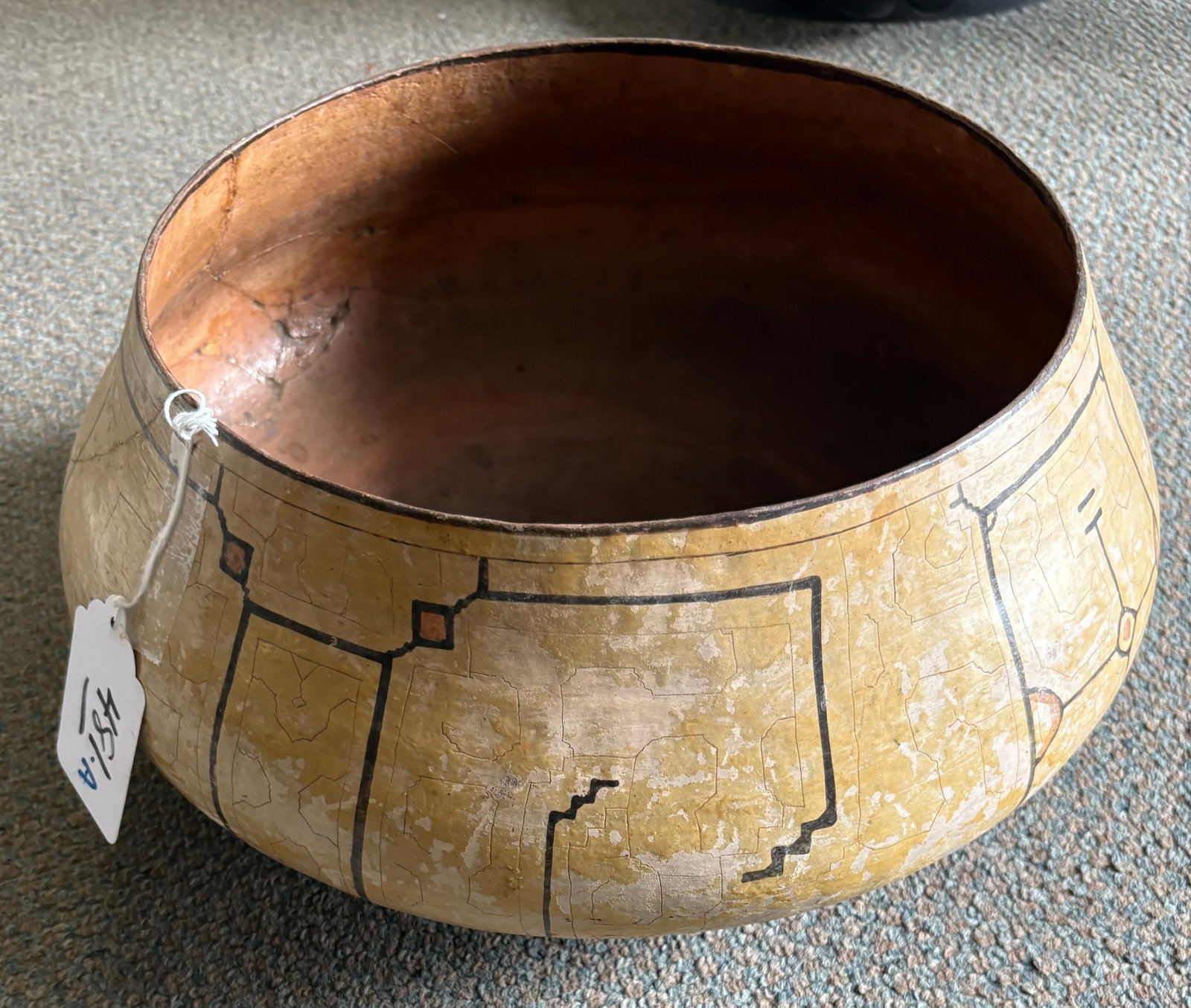 Antique South American Shipibo Pottery Bowl: Antique South American Shipibo Pottery Bowl - 12" x 6"h